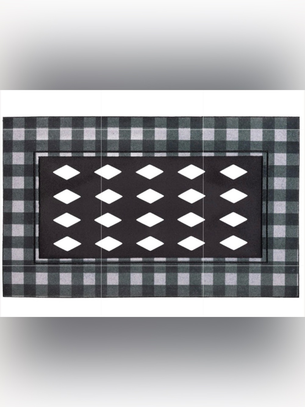 Green and White Buffalo Check Flocked Sassafras Mat Tray